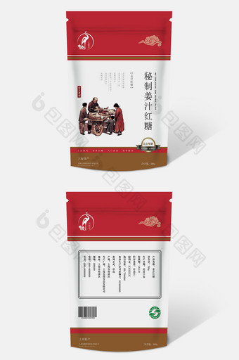 秘制姜汁红糖立式包装袋图片