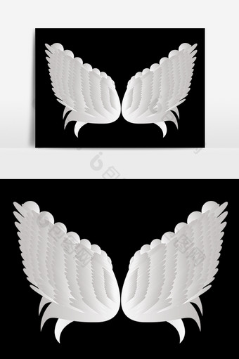 手绘白色羽毛翅膀素材图片