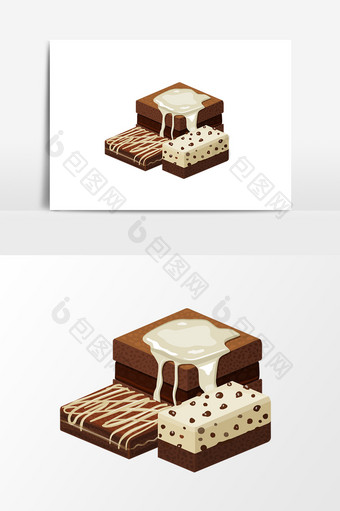 手绘卡通巧克力蛋糕元素图片
