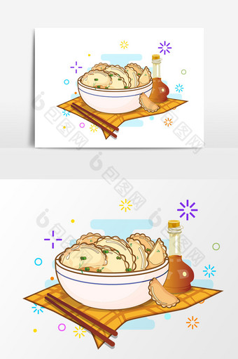 卡通中国食物饺子设计元素图片