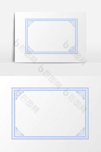 蓝色证书边框元素设计图片