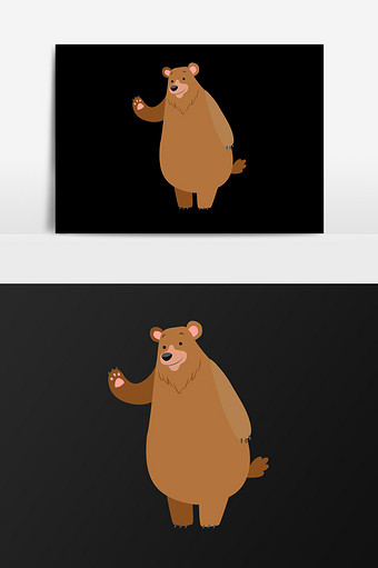手绘可爱的大熊插画元素图片