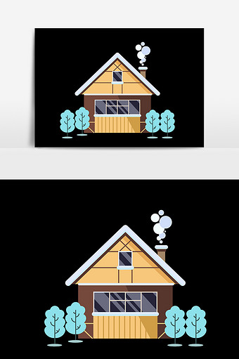 冬季房屋植物元素设计图片