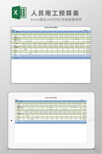 人员用工预算表Excel模板图片