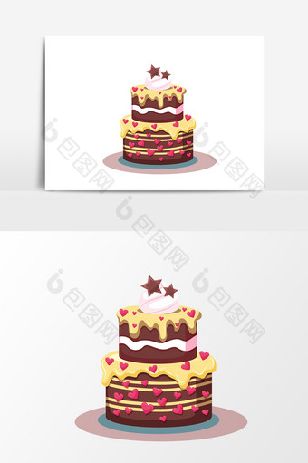 卡通双层蛋糕设计元素图片
