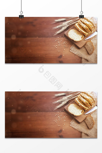 面包摆盘食物餐案烘培小麦面食背景图片