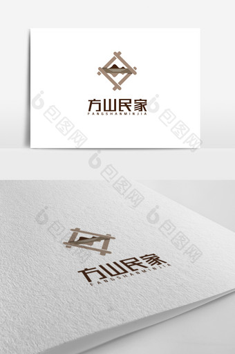 方形素色中国风简约民宿logo图片