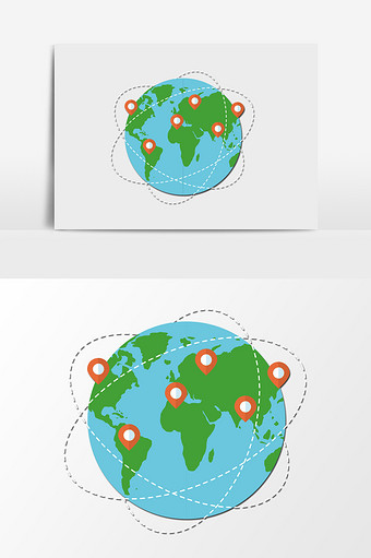 手绘线条围绕的地球插画元素图片