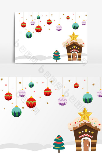 手绘卡通圣诞节装饰球设计元素图片