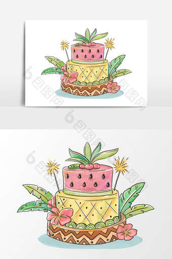 卡通双层蛋糕元素设计图片