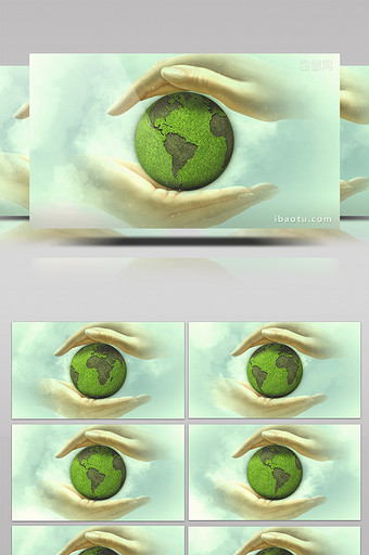 绿色色调手捧地球保护环境背景合成素材图片