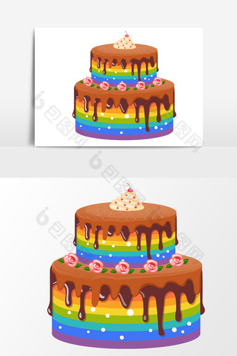 卡通手绘双层蛋糕设计元素图片