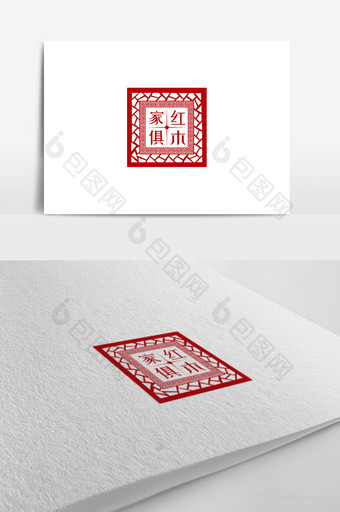 复古印章风格家具标志logo设计图片