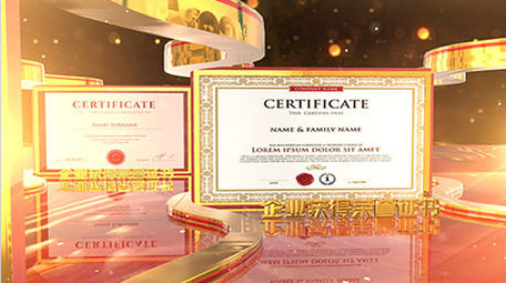E3D金色大气企业获奖证书展示ae模板