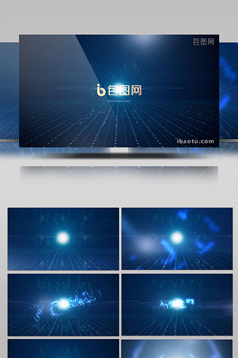 蓝色科技震撼光线脉冲logo开场AE模板图片