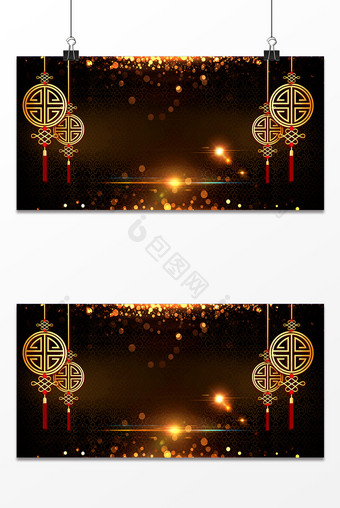 奢华黑金开门红新年展板背景设计图片