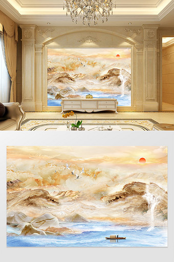 大理石创意山水纹理背景墙图片