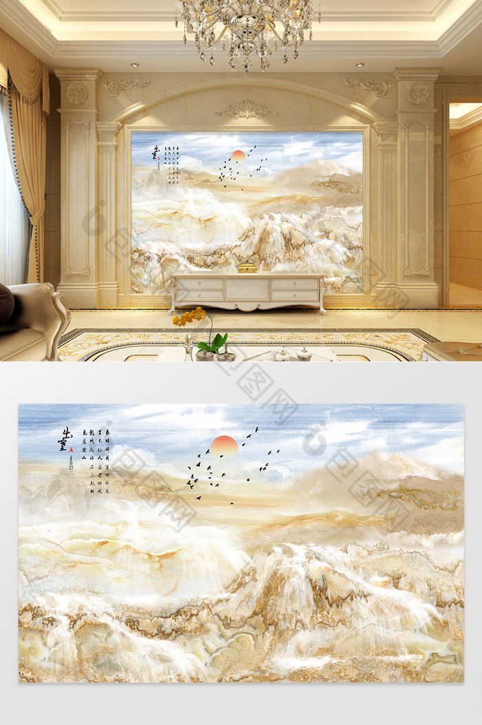 大理石纹理创意山水背景墙图片图片