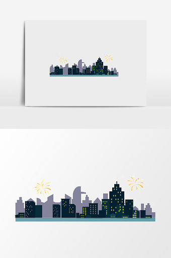 手绘矢量城市插画元素图片