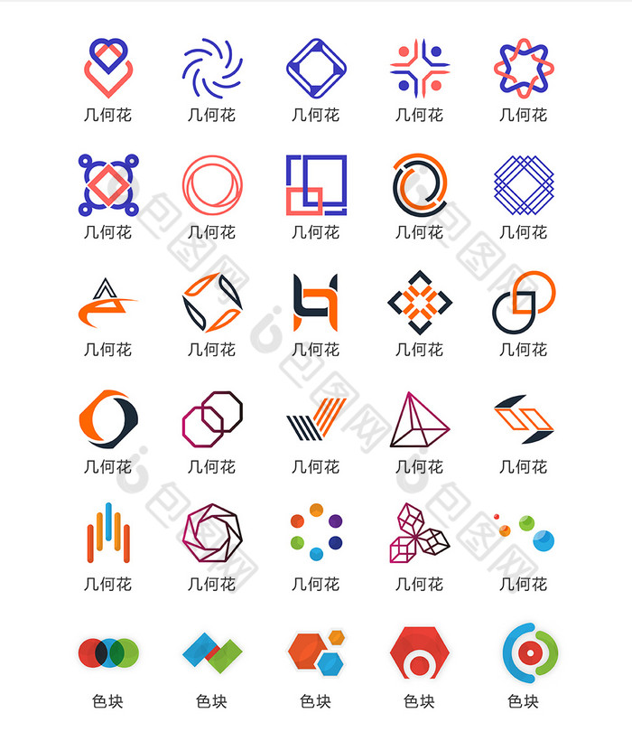 包图 ui设计 icon图标 【ai】 几何艺术花朵o图标矢量ui素材icon  所