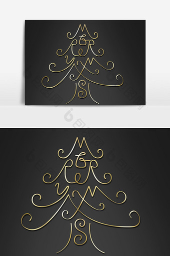 简约字母圣诞树装饰元素图片