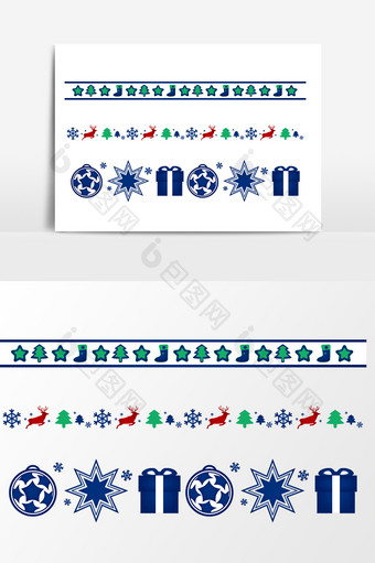 蓝色圣诞边框元素图片