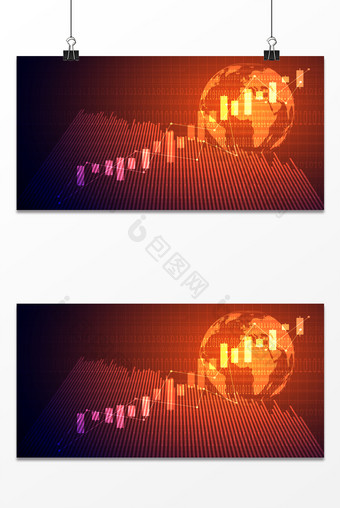 线条科技股市风向梦幻暖色走势图合作背景图片
