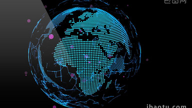 蓝色炫酷粒子球星地球展示科技互联网企业