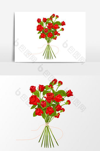 手绘红色玫瑰花元素设计图片