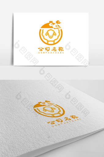 橙色简约纯粹羊餐饮logo标志设计图片