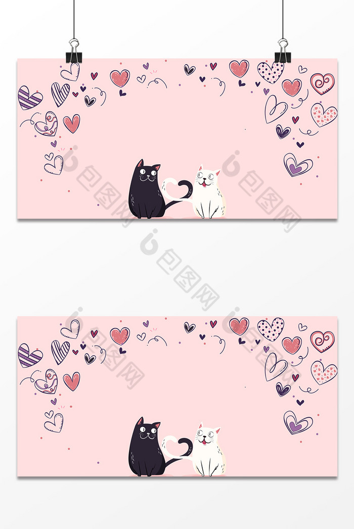 猫咪甜蜜桃心线条情人节图片图片