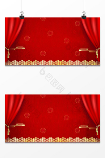 中国风红色幕布背景设计图片