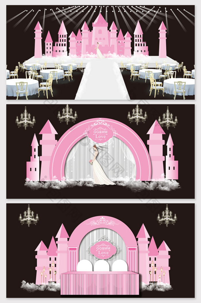 现代简约粉色城堡欧式婚礼图片图片