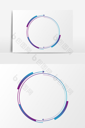 蓝色圆形科技边框元素图片