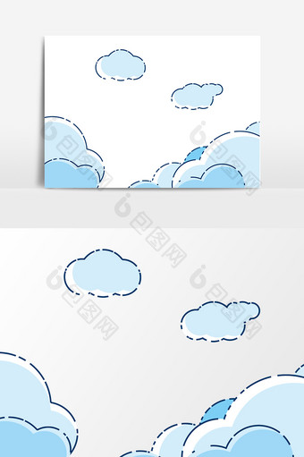 卡通蓝色云装饰元素图片