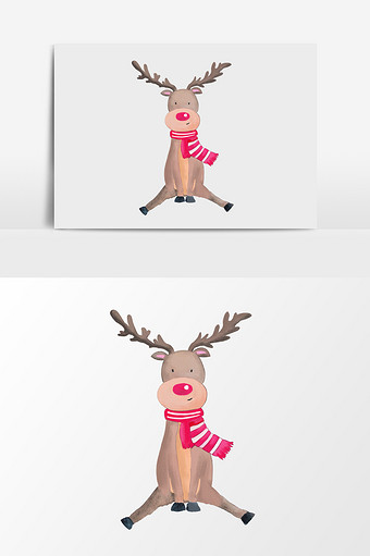 手绘圣诞鹿插画元素图片下载