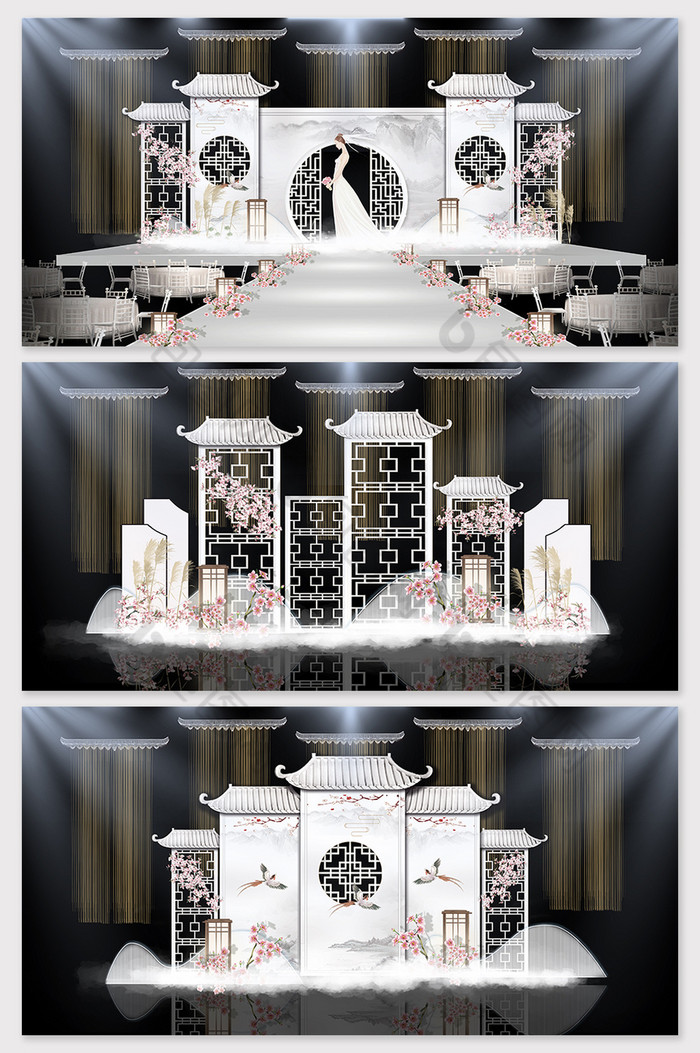 新中式山水水墨婚礼设计效果图图片图片