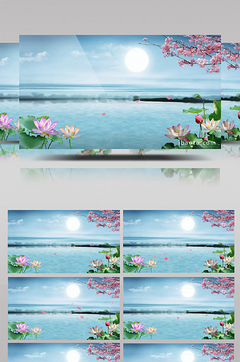 中国风荷塘月色动态背景视频LED大屏背景图片