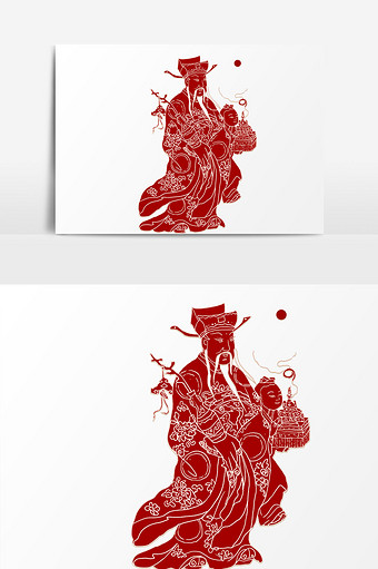 红色人物剪纸元素设计图片