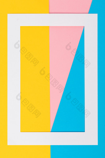 粉黄蓝三色拼接相框素材