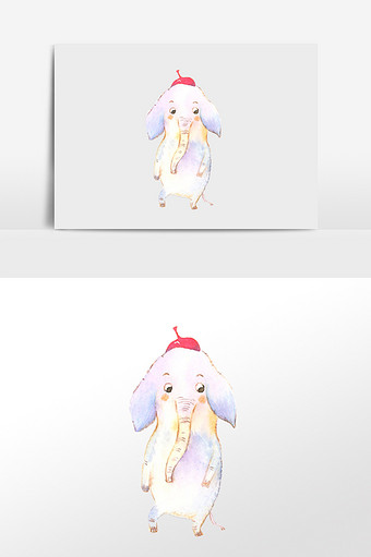 水彩动物小象插画元素图片
