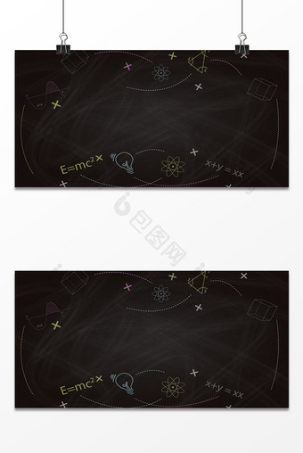 手绘黑板线条极简风学习教育展板背景图片