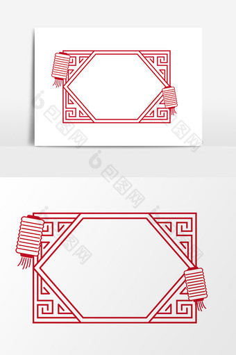 红色中国风传统图案边框元素图片