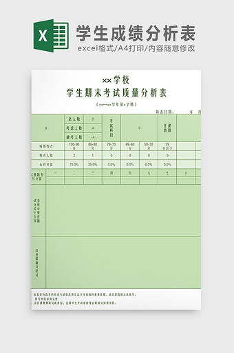 学生成绩分析表Excel模板图片