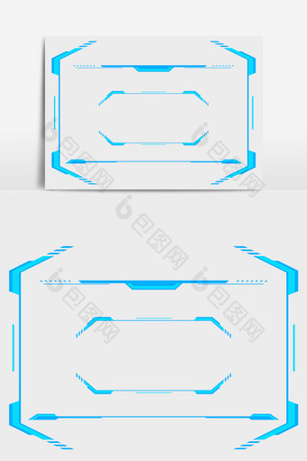 蓝色科技感大屏边框元素图片