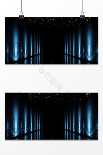 蓝色光束科技感商务年会庆典舞台背景图片