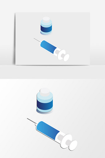 手绘针管和药瓶插画元素图片