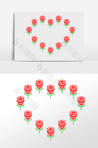 彩绘情人节心形玫瑰花素材图片