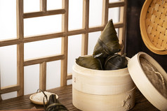粽子美食中式窗花背景