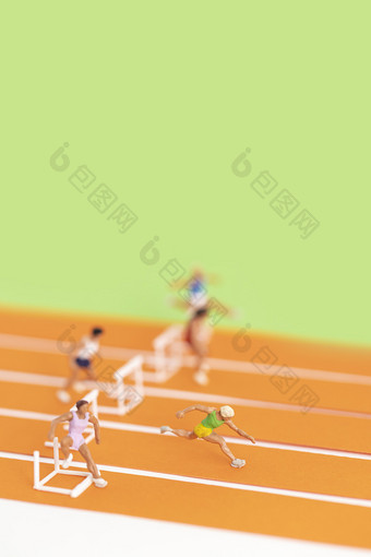 运动会跨栏比赛微缩创意图片